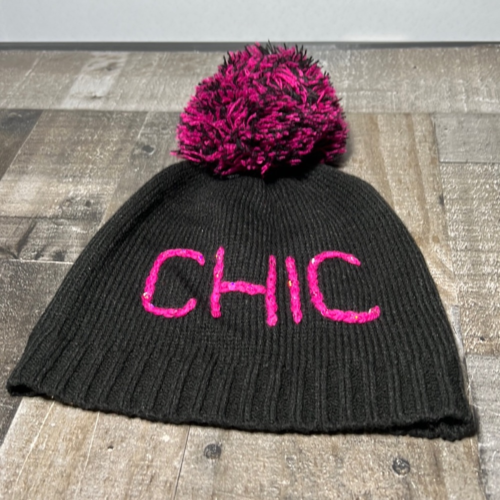 Made of Me Chic Geek Stocking Cap Black and Pink